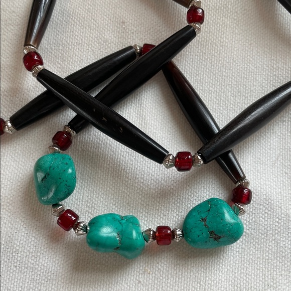 Turquoise and Red Beaded Necklace - Picture 8 of 10